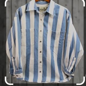 Levi's Blue and White Striped Casual Shirt